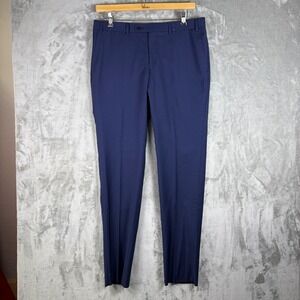 NWT John Varvatos Mens Wool Suit Dress Pants 35W Blue Micro Check Luxury $545